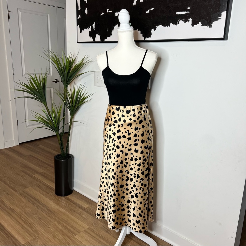 Silk Cheetah Print Skirt